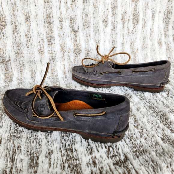 Timberland "3-Eye Lug" Grey Gray Leather Boat Shoe | Women's Size 9.5 - Picture 6 of 10